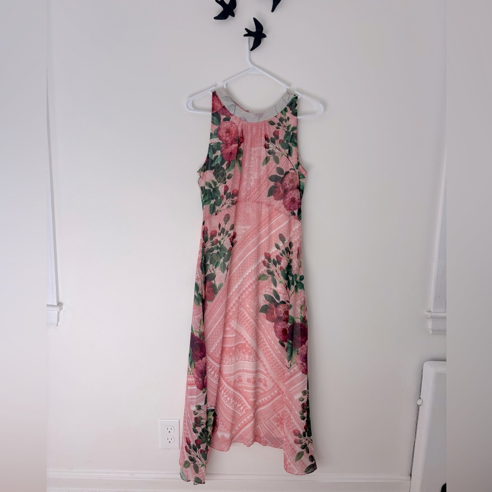 Anthropologie- Floral Pink Sleeveless Dress